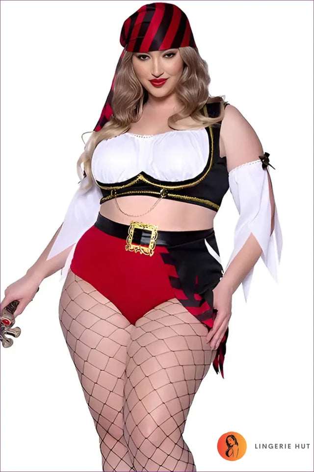 Pirate Costume with Buckle Belt Shorts - Bold Adventure
