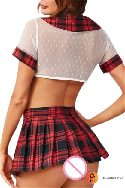 Plaid Schoolgirl Costume Babydoll Set - Plus Size Fit - Halloween • just in • Maid • Nurse - Lingerie Hut