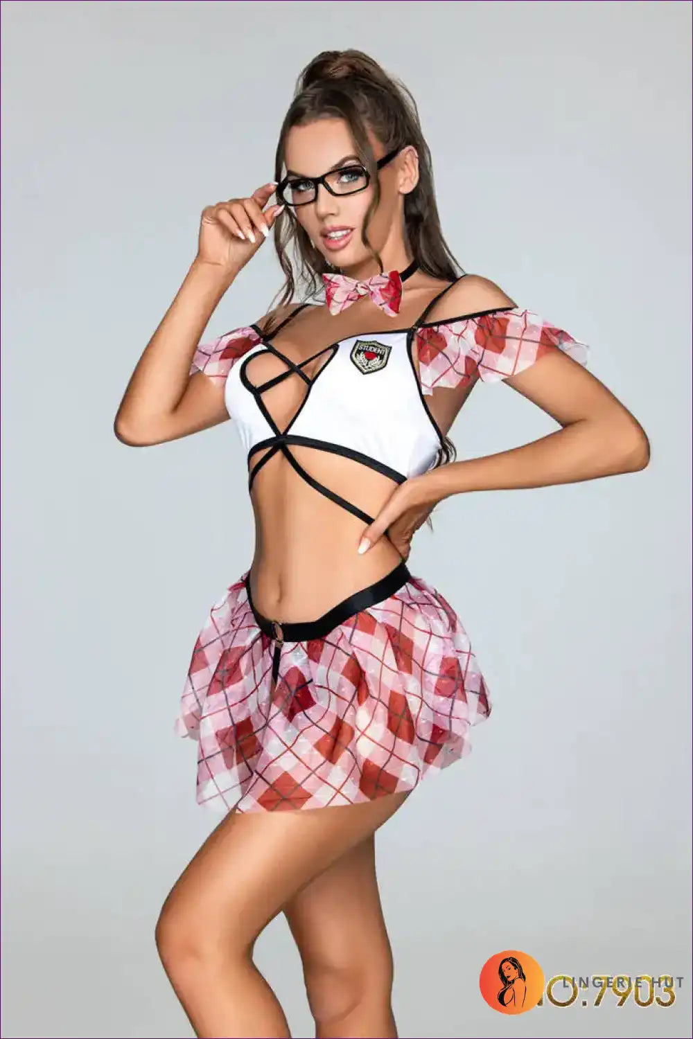 Plaid Skirt Cosplay Lingerie Set - Playful Bedroom Confidence for Casual, co Ord, just In, Lingerie, Mini