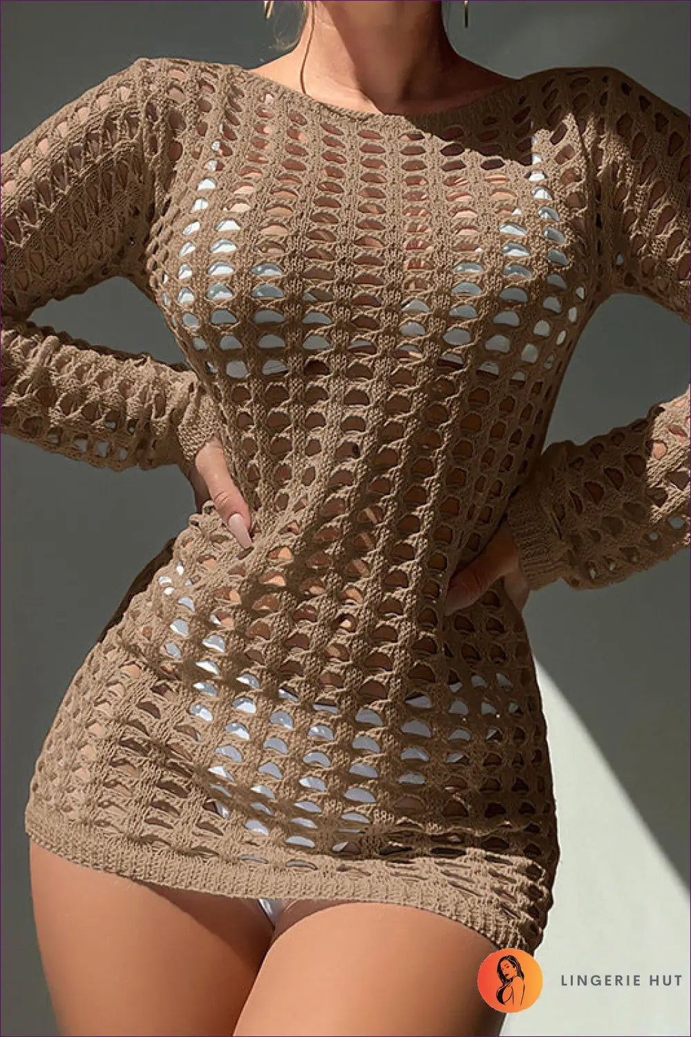 Plaid Texture Beach Cover Up - Effortless Boho Elegance - s / Khaki - Clothing - Lingerie Hut - Beachwear • Casual