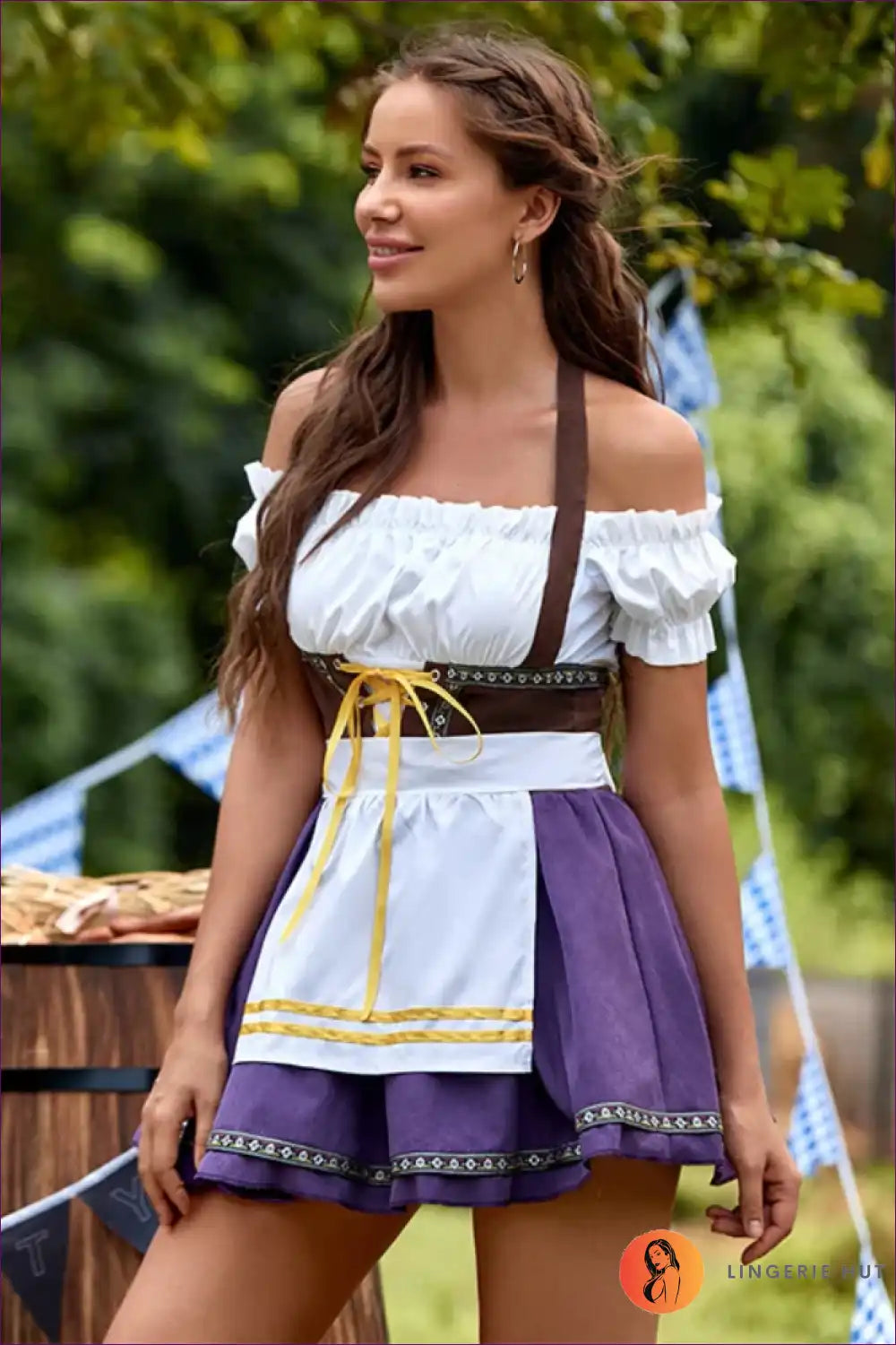 Playful Off-shoulder Dirndl Costume - Oktoberfest Fun for Costume, Oktoberfest, Retro