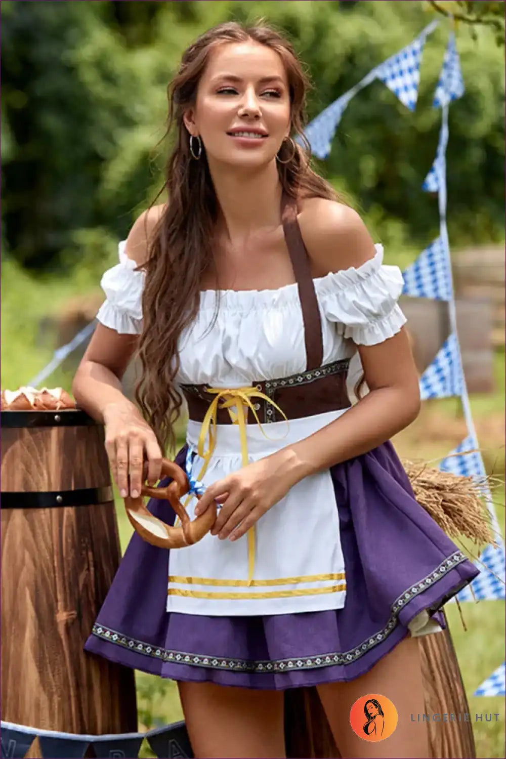 Playful Off-shoulder Dirndl Costume - Oktoberfest Fun for Costume, Oktoberfest, Retro