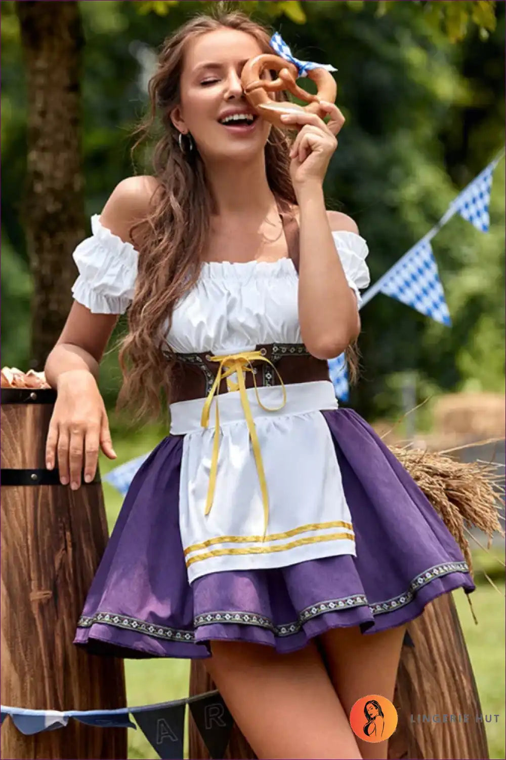 Playful Off-shoulder Dirndl Costume - Oktoberfest Fun for Costume, Oktoberfest, Retro