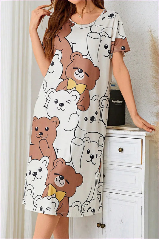 Playful Teddy Bear Nightdress - Cute Comfort