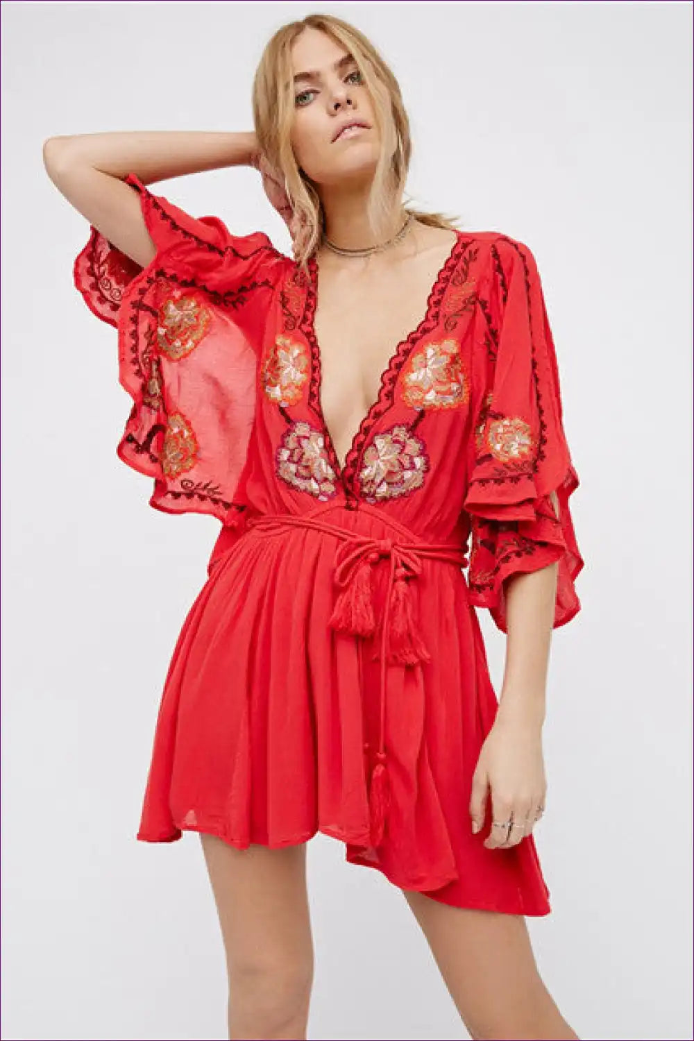 Playsuit with Embroidered Detail - Bohemian Romance