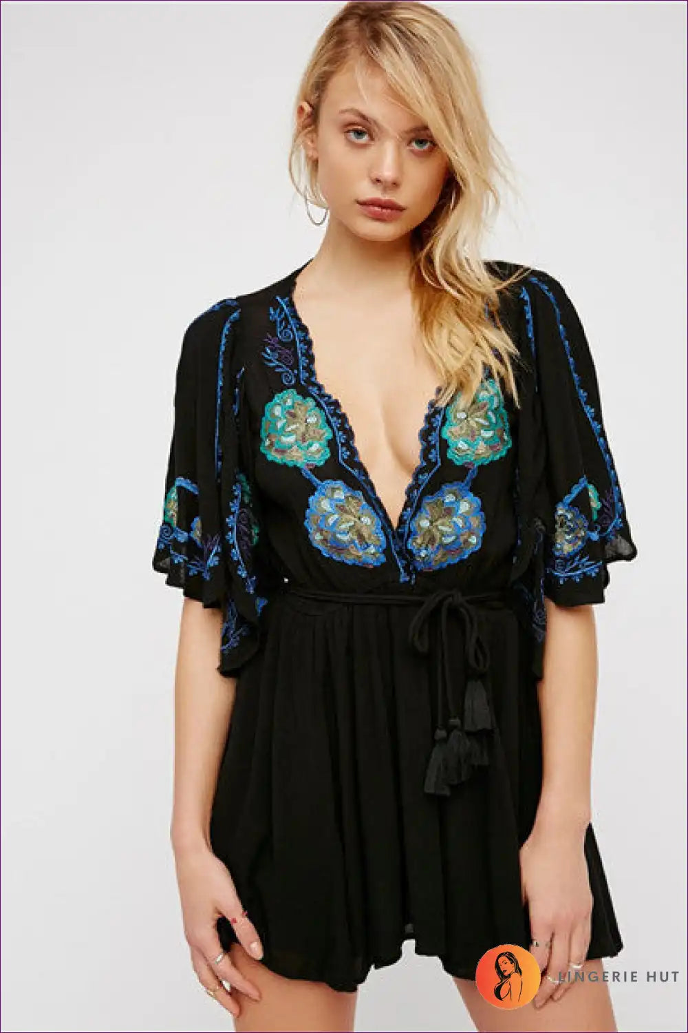Playsuit with Embroidered Detail - Bohemian Romance