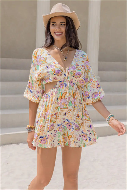 Playsuit with Floral Print - Vacation Vibes - Lingerie Hut - Boho • Casual • Cutout • Everyday