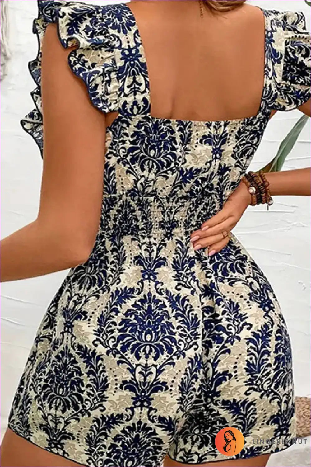 Playsuit with Smocked Bodice - Bohemian Dreams for A-line, Boho, Casual, Everyday, Floral