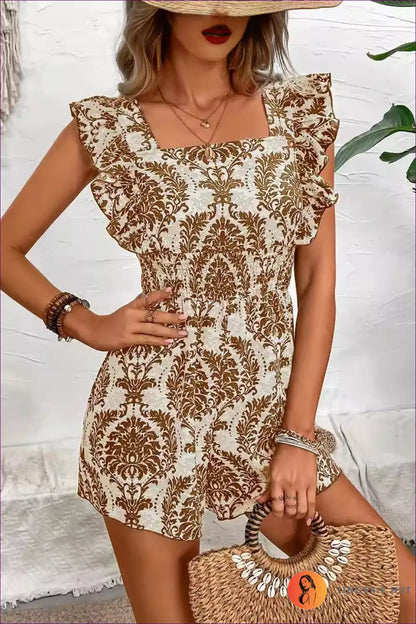 Playsuit with Smocked Bodice - Bohemian Dreams for A-line, Boho, Casual, Everyday, Floral