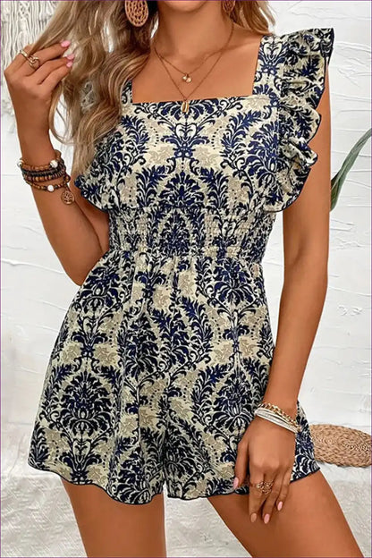 Playsuit with Smocked Bodice - Bohemian Dreams for A-line, Boho, Casual, Everyday, Floral