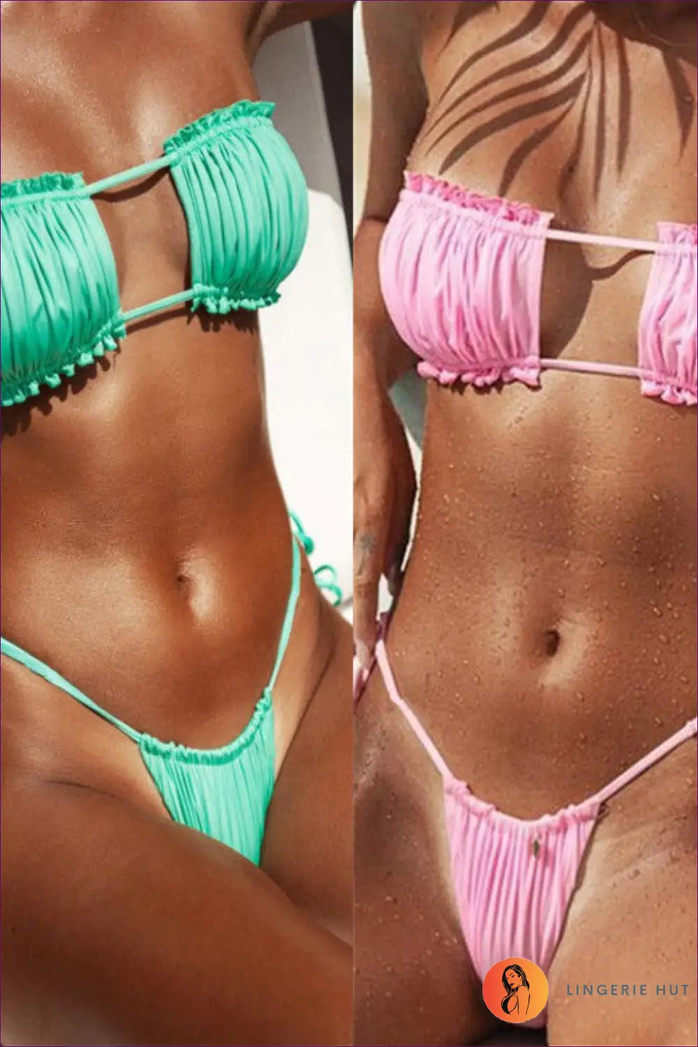 Pleated Bandeau Bikini with Cutout - Summer Evenings Sorted - Lingerie Hut - Beachwear • Casual • Glamour