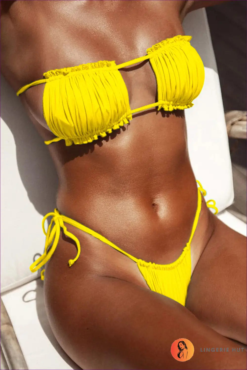 Pleated Bandeau Bikini with Cutout - Summer Evenings Sorted - Lingerie Hut - Beachwear • Casual • Glamour