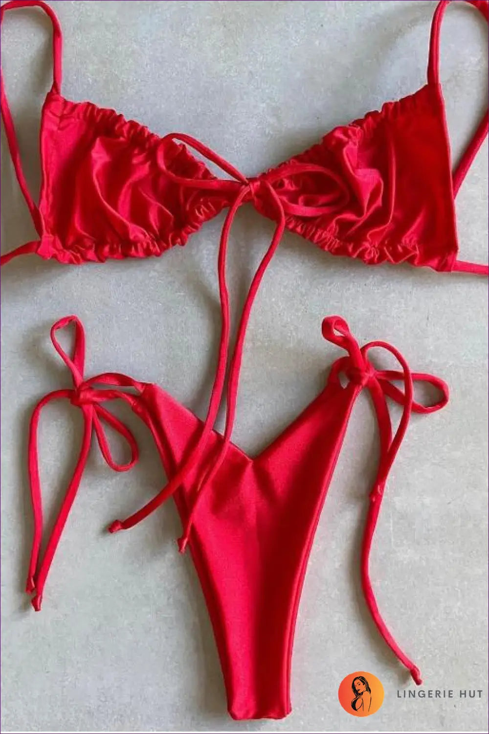 Pleated Bikini High Cut Swimwear Women Triangle Two Piece Set Knot Swimsuit Brazilian Bathing Suit Micro Beach Wear - m