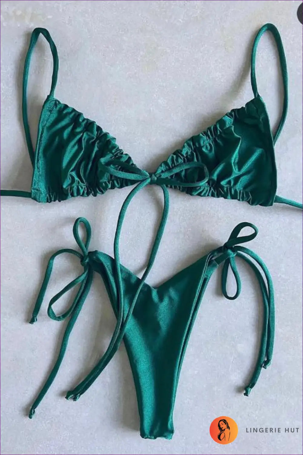 Pleated Bikini High Cut Swimwear Women Triangle Two Piece Set Knot Swimsuit Brazilian Bathing Suit Micro Beach Wear - l