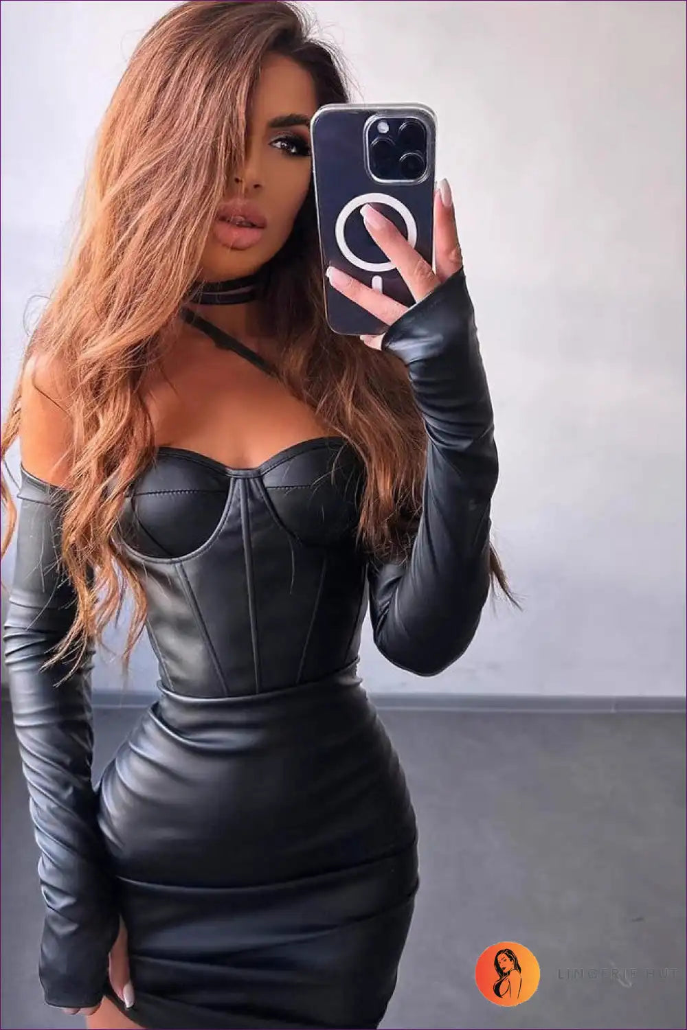 Pleated Faux Leather Corset Dress for Night-out Confidence Bodycon, Corset, Date Night, Evening Wear,