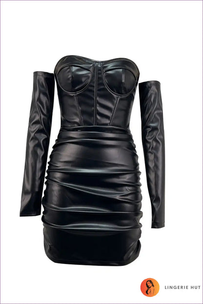 Pleated Faux Leather Corset Dress for Night-out Confidence Bodycon, Corset, Date Night, Evening Wear,