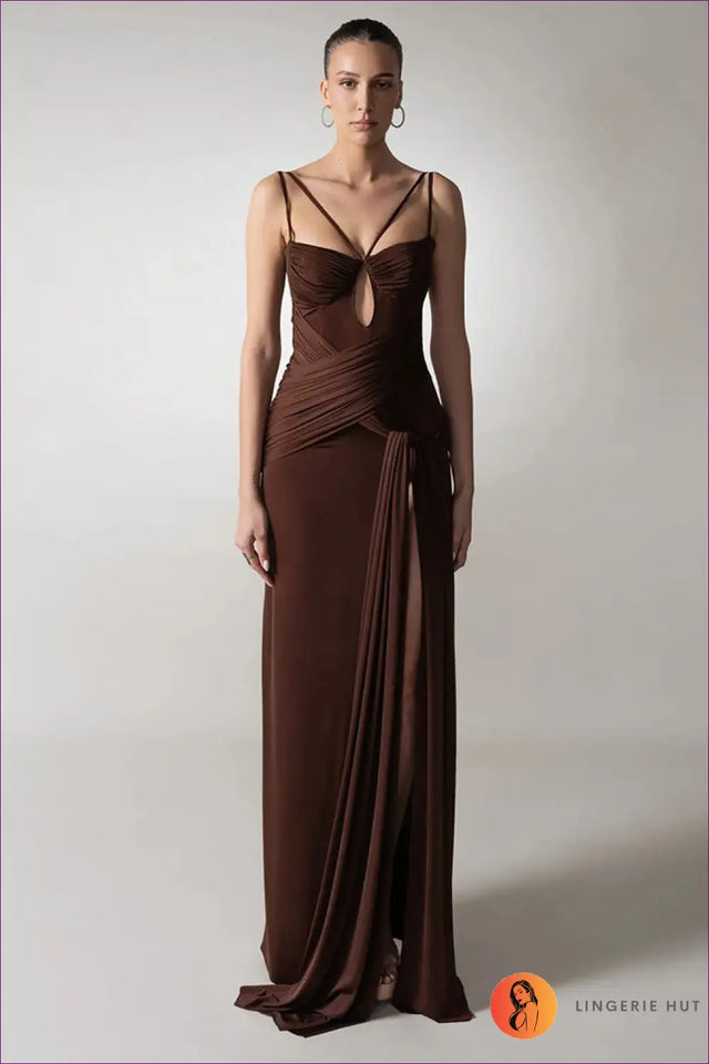 Pleated Dress with Cutout Waist