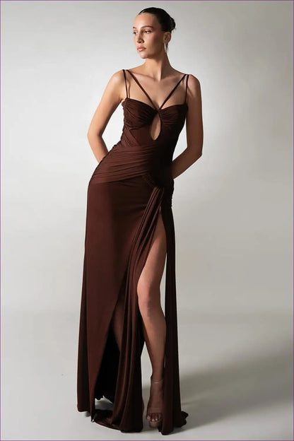 Pleated Maxi Dress with Cutout Waist - Night out Glamour - Dresses - Lingerie Hut - Backless • Date Night • Evening Wear