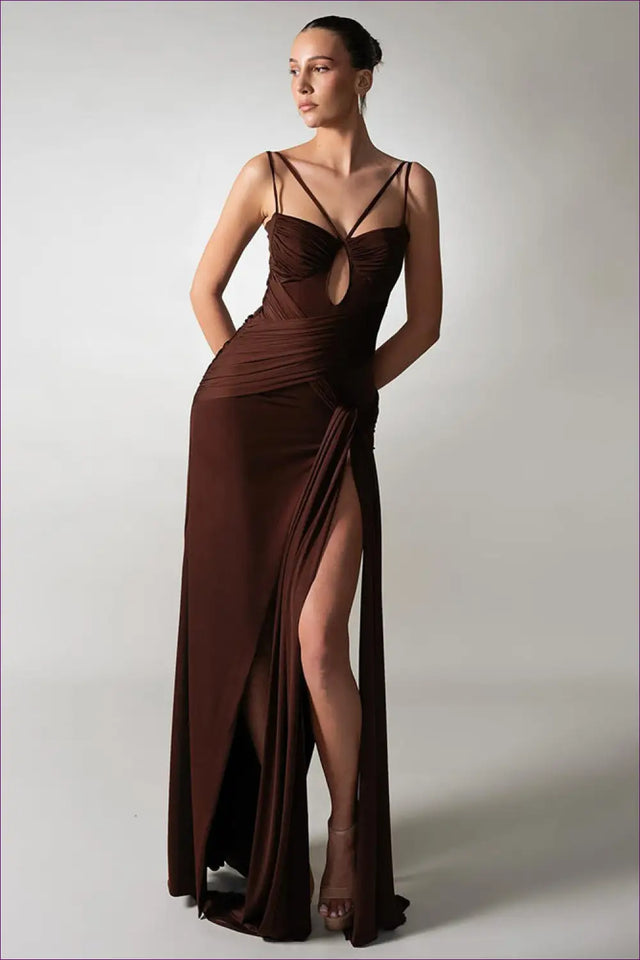 Pleated Dress with Cutout Waist