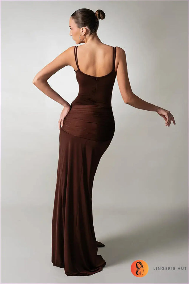 Pleated Dress with Cutout Waist