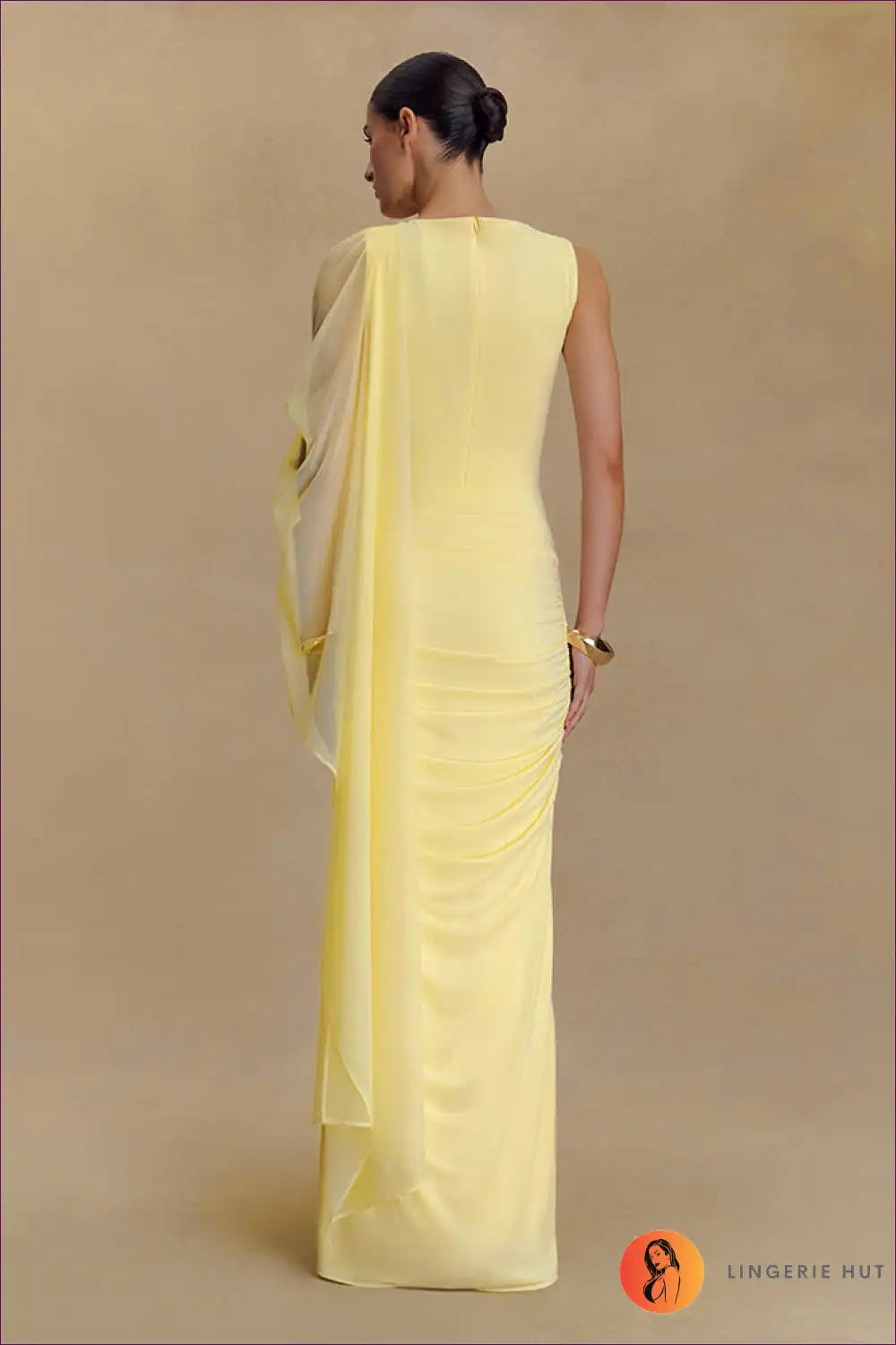 Pleated Mesh Asymmetric Maxi Dress for Bodycon, Evening Wear, Formal Maxi,