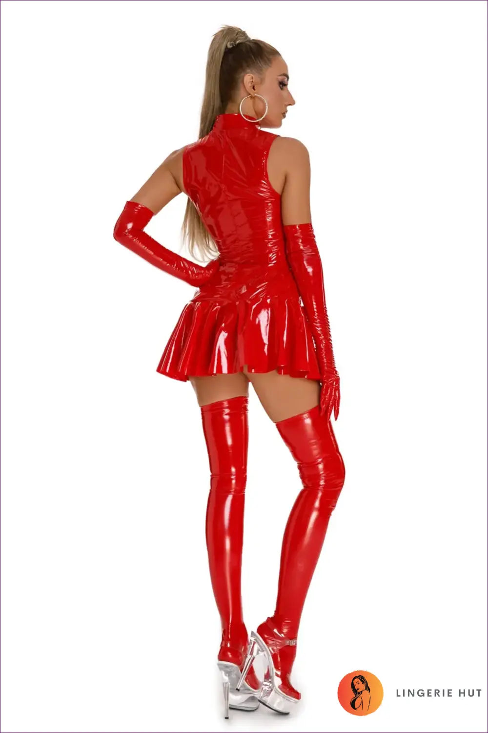 Pleated Mini Dress Set with Collar Zip - Club Confidence - Clubwear • just in • Latex • Leather - Lingerie Hut