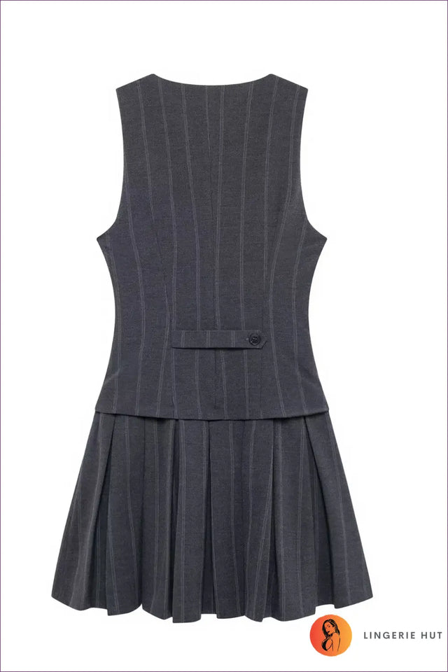 Pleated Skirt and Vest Co Ord Set - Academic Chic, Everyday Versatility
