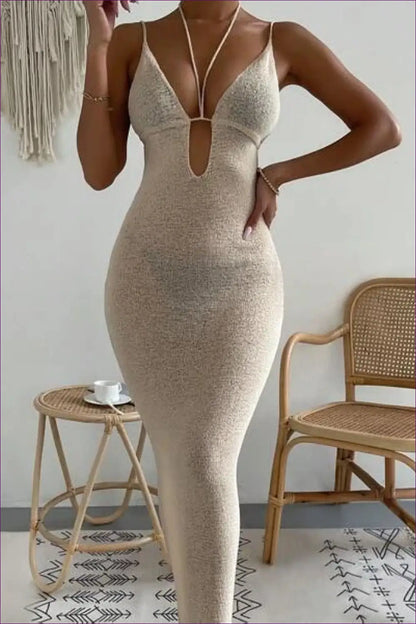 Plunge Bodycon Maxi Dress - the one They’ll Ask About - Dresses - Clothing • Cutout • Date Night • Glamour - Lingerie