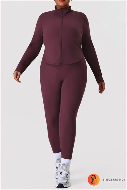 Plus Size Activewear co Ord Set - Gym-to-street Confidence - 2xl / Burgundy - Lingerie Hut - All Season • Casual