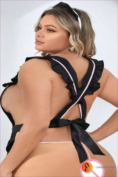 Plus Size Backless Maid Costume - Temptation Awaits