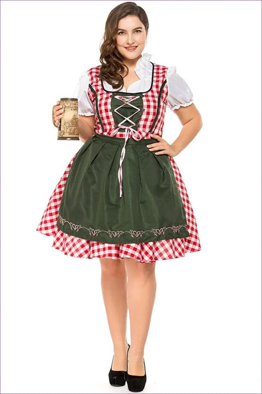 Raise a Toast In Style With This Stunning Plus Size Bavarian Beer Maid Costume. Celebrate Oktoberfest Like