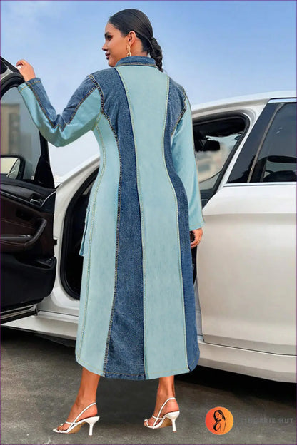 Plus Size Denim Midi Dress - Effortless Everyday Elegance - Dresses - Lingerie Hut - A-line • All Season • Autumn