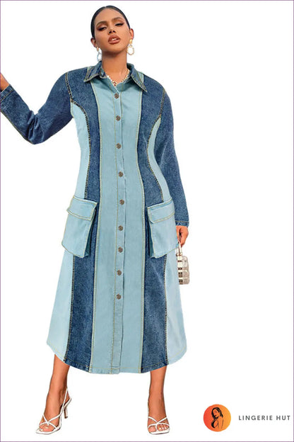 Plus Size Denim Midi Dress - Effortless Everyday Elegance - 1xl / Light Blue - Dresses - Lingerie Hut - A-line • All