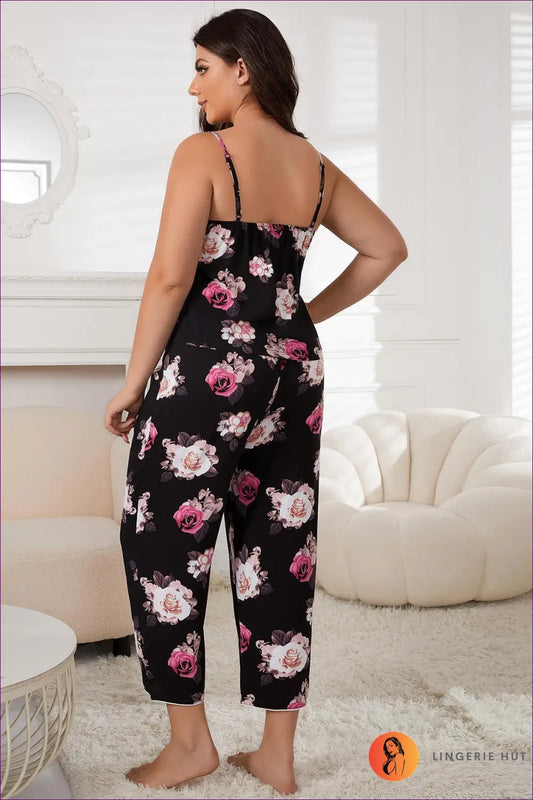 Plus Size Floral Pyjama Set - Quiet Confidence at Home - Pajamas - Lingerie Hut - Autumn • Casual • Everyday