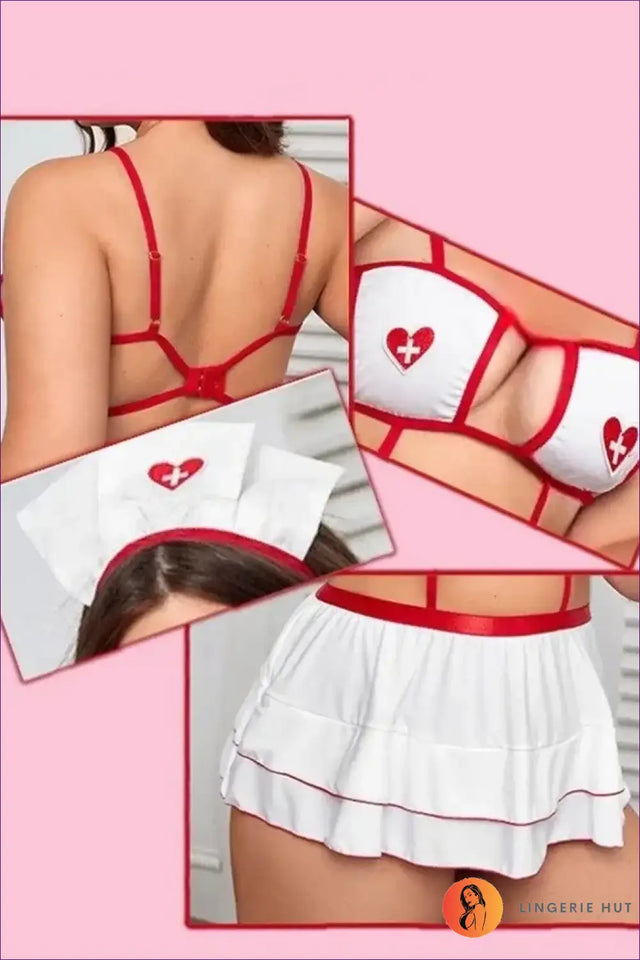 Plus Size Nurse Costume with Strappy Bra Top - Alluring Curves