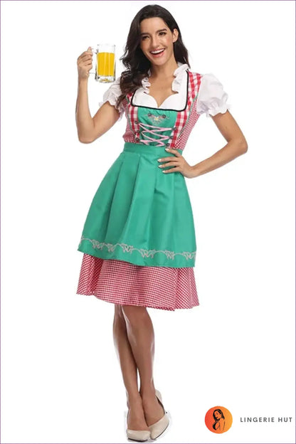 Plus Size Oktoberfest Costume with Apron - Beer Maid Charm - Green 1 / s / Costumes - just in • Party • Lingerie Hut