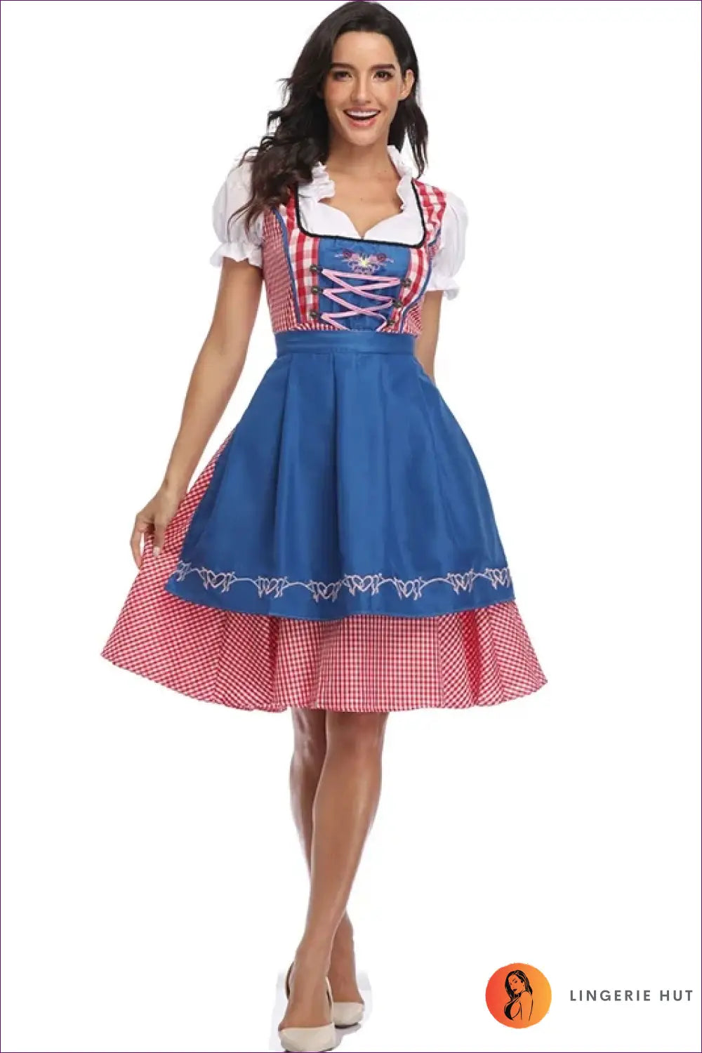 Plus Size Oktoberfest Costume with Apron - Beer Maid Charm - Blue / s / Costumes - just in • Party • Lingerie Hut
