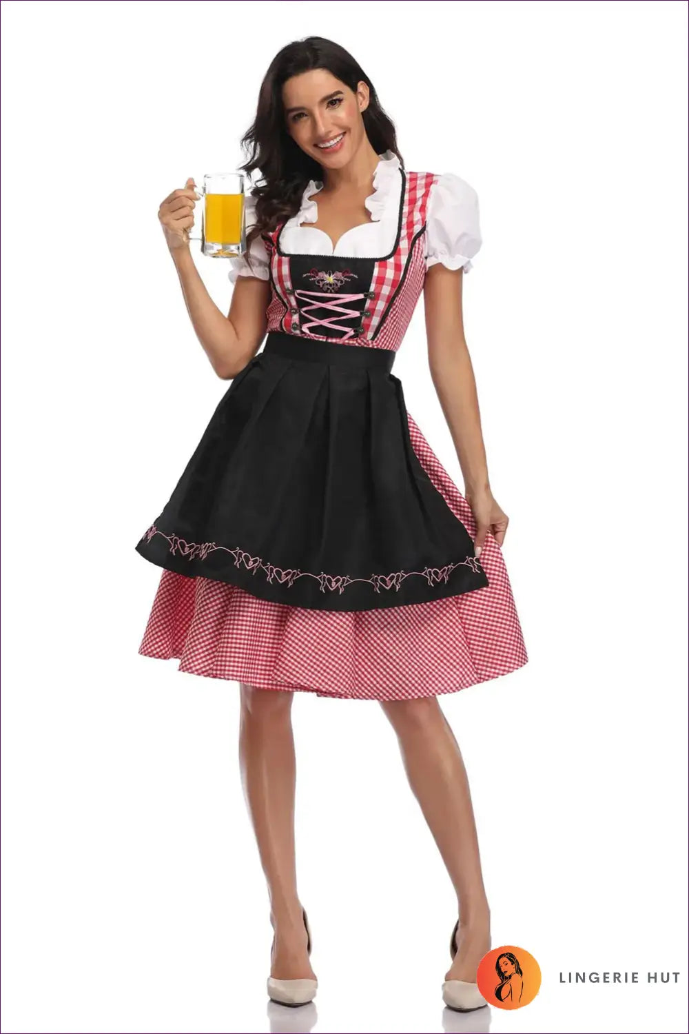 Plus Size Oktoberfest Costume with Apron - Beer Maid Charm - Black / s / Costumes - just in • Party • Lingerie Hut