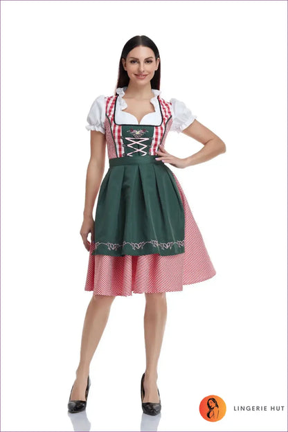 Plus Size Oktoberfest Costume with Apron - Beer Maid Charm - Green 2 / s / Costumes - just in • Party • Lingerie Hut