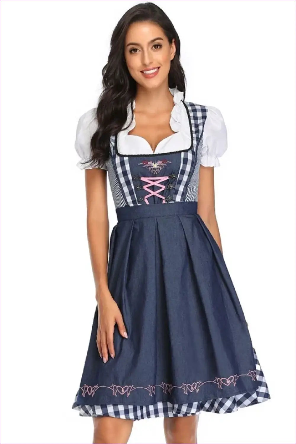 Plus Size Oktoberfest Costume with Apron - Beer Maid Charm - Dark Blue / s / Costumes - just in • Party • Lingerie Hut