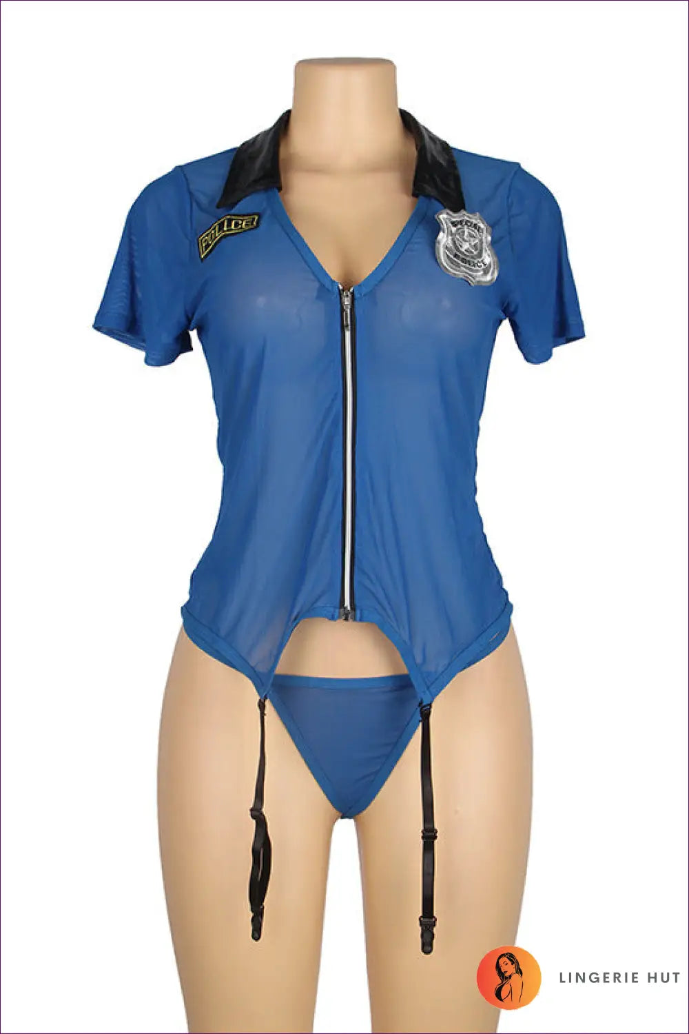 Plus Size Police Costume with Lace & Garter - Fantasy Roleplay Ready - Lingerie Hut - All Season • Evening Wear