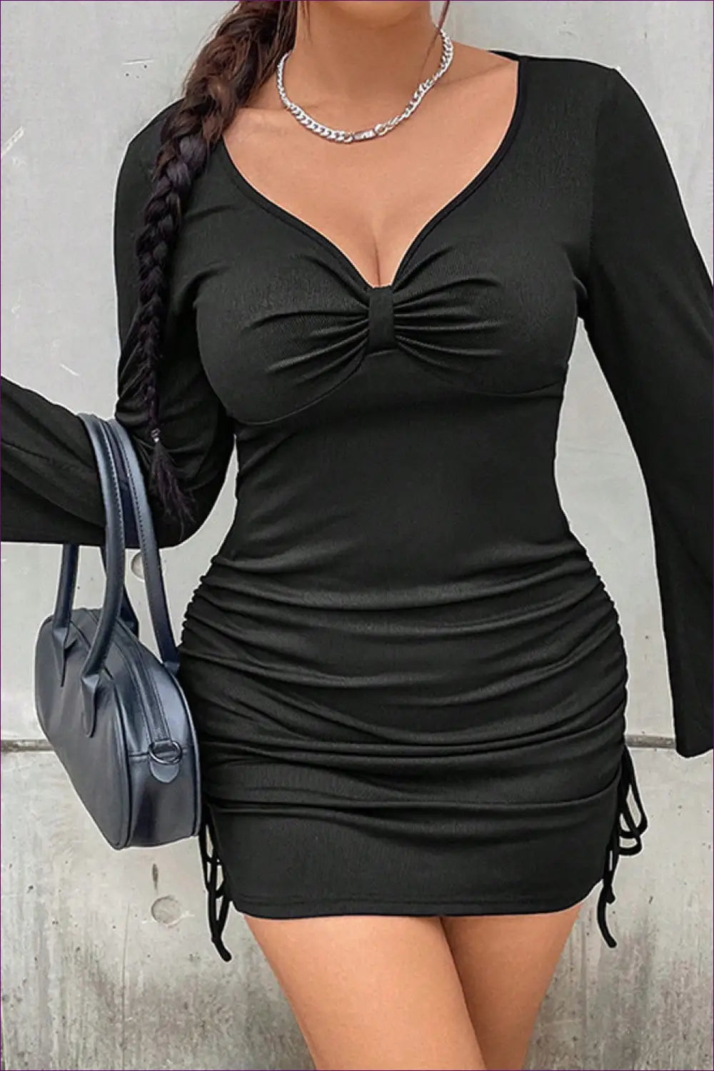 Plus Size Ruched Bodycon Mini Dress - Effortless Elegance - Dresses - Lingerie Hut - Autumn • Casual • Date Night