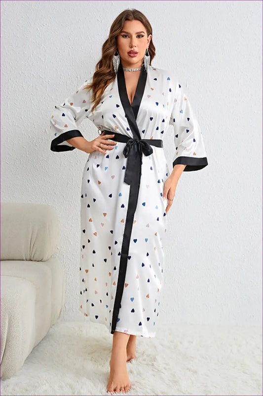 Plus Size Satin Nightdress with Lace Up Detail - Effortless Home Style - Robes - Lingerie Hut - Autumn • Casual