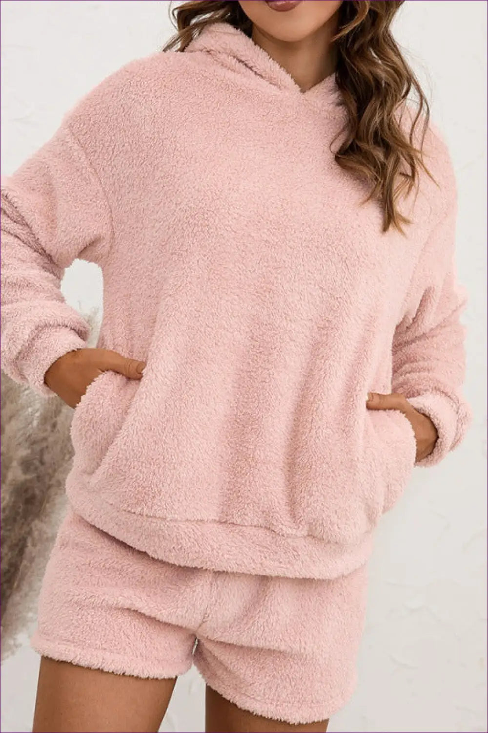 Plush Hooded Loungewear Set - Off-duty Comfort - s / Pink - Lingerie Hut - Autumn • Casual • co Ord • Everyday