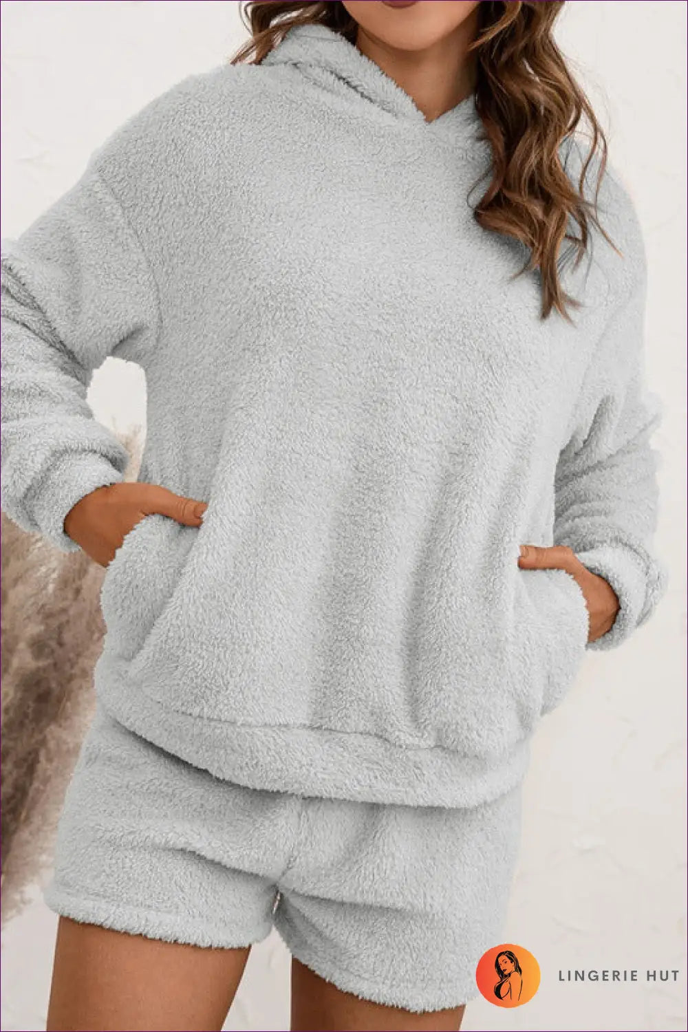 Plush Hooded Loungewear Set - Off-duty Comfort - s / Grey - Lingerie Hut - Autumn • Casual • co Ord • Everyday
