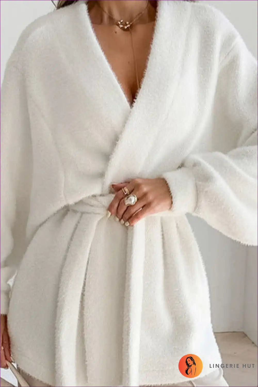 Plush Mid Length Belted Coat Lace-up - Casual for Autumn, Casual, Everyday, just In, Outerwear