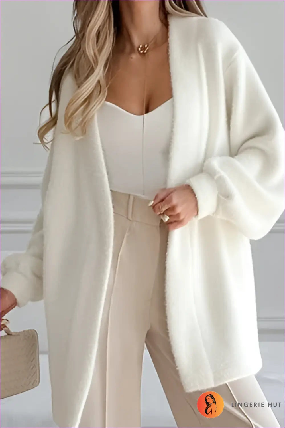 Plush Mid Length Belted Jacket - Effortless Everyday Warmth - Jacket - Lingerie Hut - Autumn • Casual • Cutout • Glamour