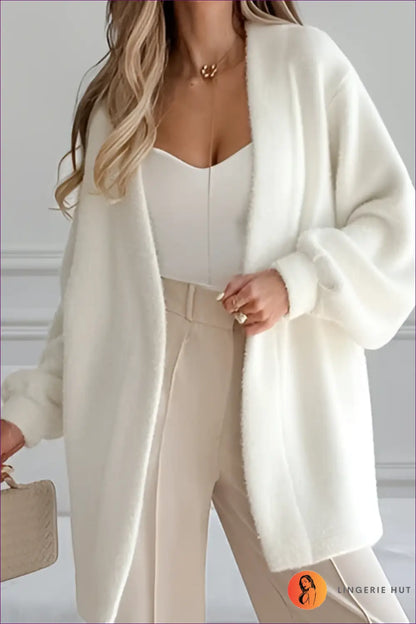 Plush Mid Length Belted Jacket - Effortless Everyday Warmth - Jacket - Lingerie Hut - Autumn • Casual • Cutout • Glamour