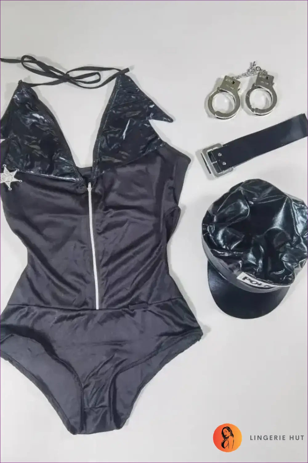 Police Costume Bodysuit with Cutout Sides and Belt - After Dark - Clubwear • Halloween • just in • Night out - Lingerie