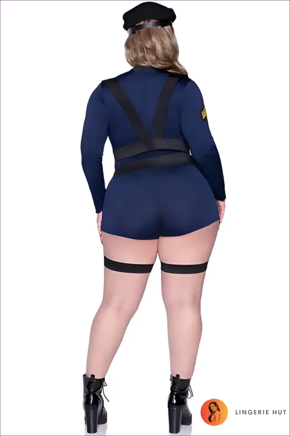 Police Costume with Garter Leg Straps - Commanding Presence - Halloween • just in • Party • Role Play - Lingerie Hut